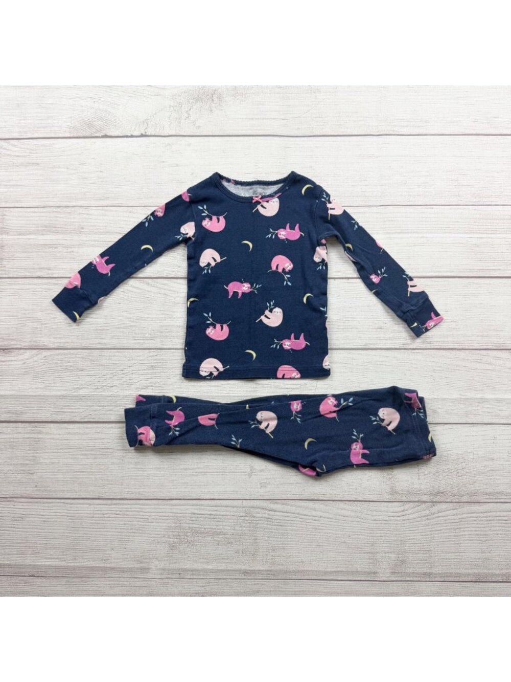 Carter's Navy Sloth Print Long Sleeve Pajama Set 2T